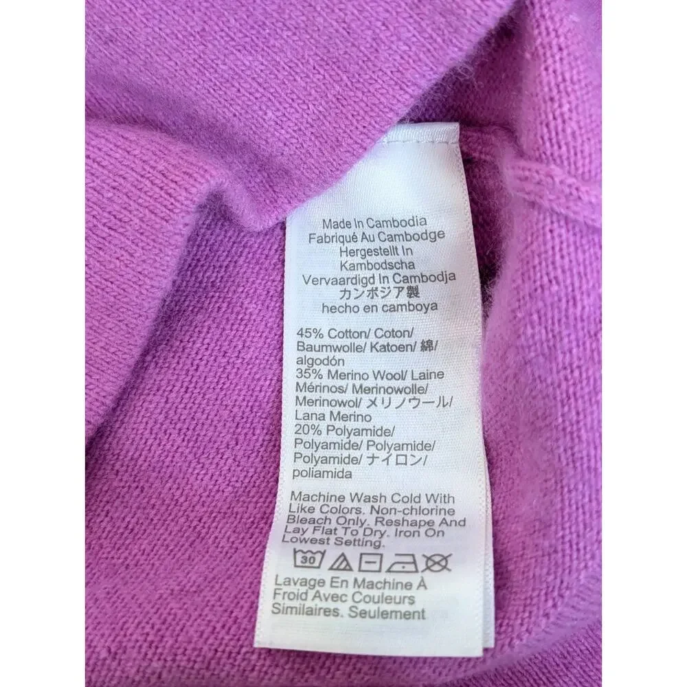 J.CREW Sweater Women XS Hot Pink Teddie Pullover Cotton Merino Wool